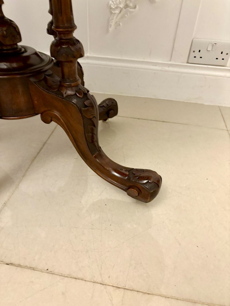 Antique Victorian Quality Burr Walnut Inlaid Oval Lamp Table - Image 5